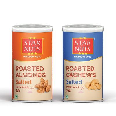 Starnuts ROASTED SALTED ALMONDS & CASHEWS TIN Almonds, Cashews  (2 x 100 g)