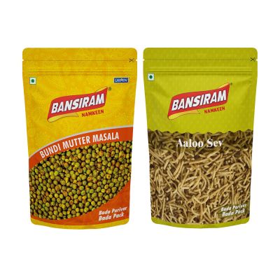 Bansiram BUNDI MUTTER MASALA (375 g) AND AALOO SEV (375 g)