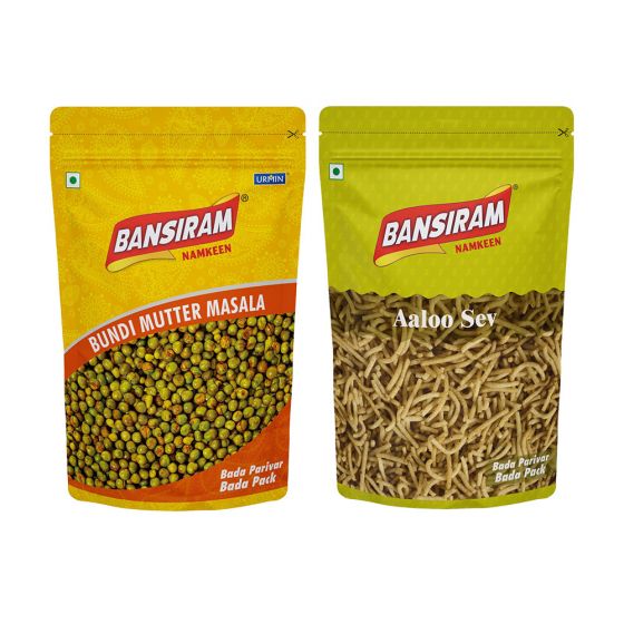 Bansiram BUNDI MUTTER MASALA (375 g) AND AALOO SEV (375 g)
