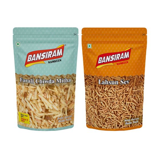 Bansiram FARALI CHIWDA MITHA (350 g) AND LASAN SEV (375 g)